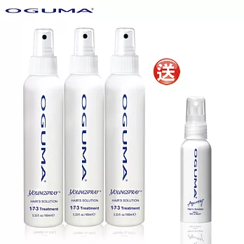OGUMA水美媒 髮の水美媒3+1特惠組(髮の水美媒1．7．3噴年輕160ml X3瓶+第二代加強配方 髮の水美媒50ml X1瓶)