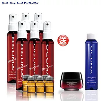 OGUMA水美媒1．7．3DaySpa離子導入精華X6組加送環保瓶160ml X1瓶+肌源新蔘煥膚霜55g X1瓶