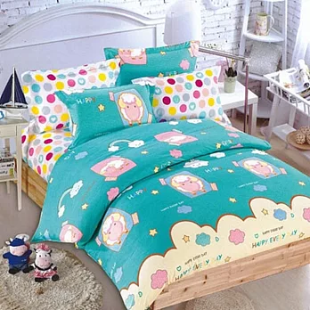 【法式寢飾花季】時尚典藏-雙人精梳全棉舖棉兩用被床包組(數綿羊5*6.2尺)