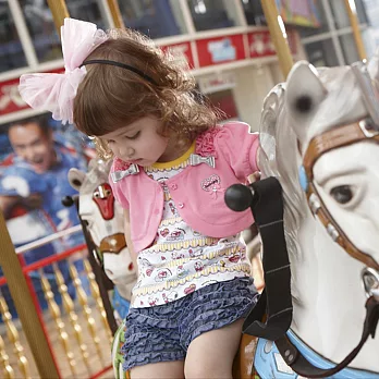 【SNOOPY】蝴蝶結荷葉蕾絲外套120桃紅