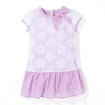 【ELLE】甜美花朵蝴蝶結造型洋裝120紫