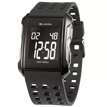 【JAGA捷卡】M807 都會時尚多功能游泳防水100米運動電子錶(黑色)