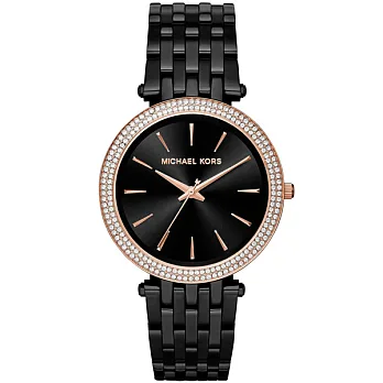 Michael Kors 光燦耀眼晶鑽都會腕錶-鋼帶黑