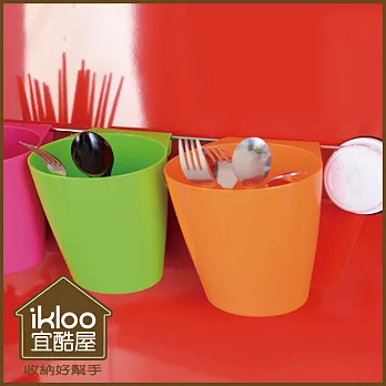 【ikloo】炫彩吸盤掛杯式置物架-粉橘綠
