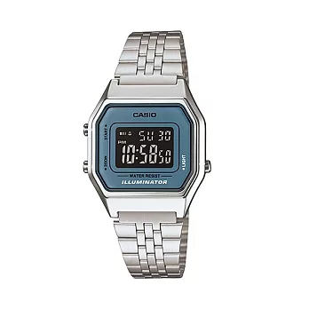 CASIO 復古電子風潮精巧時尚液晶腕錶-籃框-LA680WA-2B