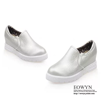 EOWYN.2015秋冬新款舒適休閒厚底平底小圓頭時尚女士包鞋EMD01643-64/3色/34-39碼現貨+預購銀色38