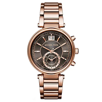 Michael Kors 懵懂高雅秒針晶鑽腕錶-灰X玫瑰金