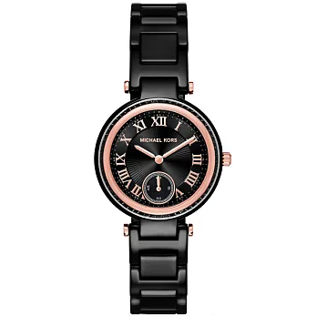 Michael Kors 東方異想獨立秒針腕錶-玫瑰金X黑
