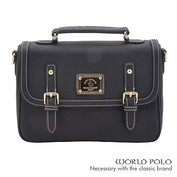 SANTA BARBARA POLO.聖大保羅 - 幸福微糖系列 小型手提/側背兩用記者包- 經典黑