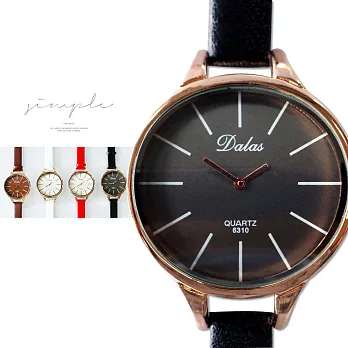 【Dalas】 6310韓版簡約 特殊拱型極細皮帶腕錶(黑色)