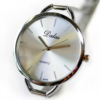 【Dalas】6359韓版簡約 大錶面女孩極細鍊帶腕錶(銀色)