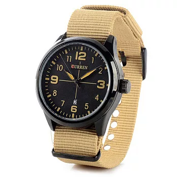 【CURREN】休閒風霸氣軍用帆布錶(8195)米色