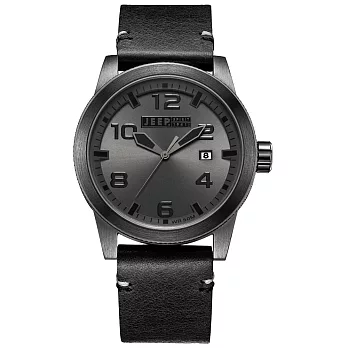 JEEP SPIRIT 自然率性休閒皮帶錶-黑