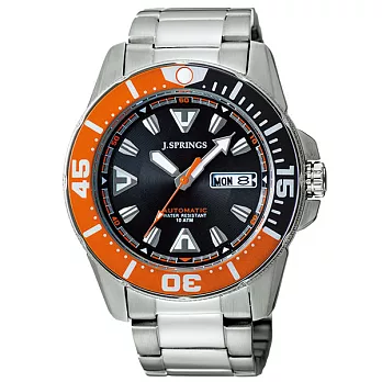 J.SPRINGS系列 超跑女神競速時尚機械錶-橘黑X銀