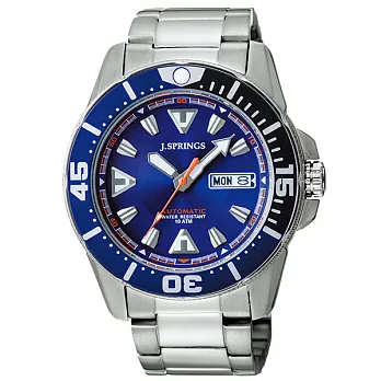 J.SPRINGS系列超跑女神競速時尚腕錶-藍黑X銀