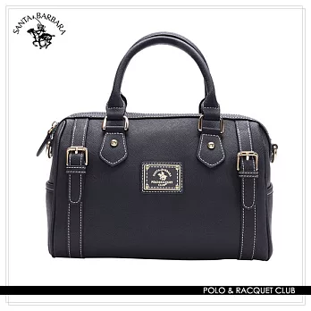 SANTA BARBARA POLO.聖大保羅 - 幸福微糖系列 手提/斜背兩用皮飾波士頓包-經典黑