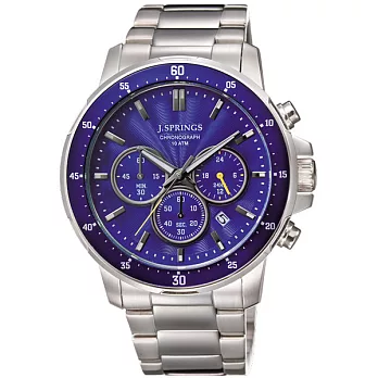J.SPRINGS系列夢想啟動三眼時尚腕錶-藍X銀