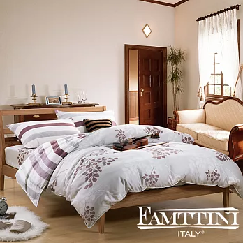 義大利Famttini【紛葉迷璃】加大四件式頂級純正天絲兩用被床包組