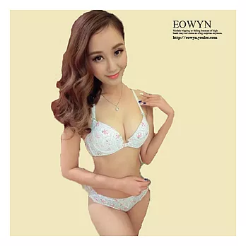 EOWYN.日韓唯美碎花森女系前扣聚攏調整型內衣性感蕾絲美背少女內衣套裝NYA018-6886T-32/2色/現貨+預購白色32/70A