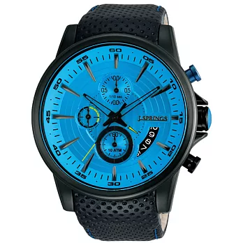 J.SPRINGS系列亂舞春秋三眼計時時尚腕錶-藍X黑