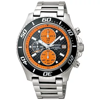 J.SPRINGS系列跨時代三眼計時時尚腕錶-黑橘X銀