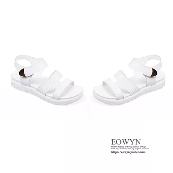 EOWYN.日韓系時尚甜美簡約舒適線條金屬百搭魔術貼平底涼鞋EMD01287-70/4色/34-39碼現貨+預購白色38