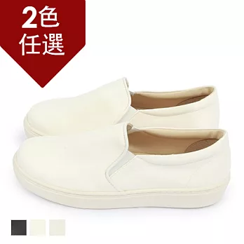 FUFA MIT圓頭素面休閒懶人鞋(FR05) - 共3色23白色