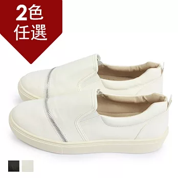 FUFA MIT 造型拉鍊皮革厚底鞋 (N32) - 共2色23.5白色