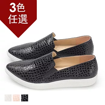 FUFA MIT 尖頭鱷魚皮質休閒鞋 (FA43) - 共3色23黑色