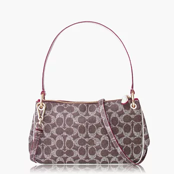 【COACH 多種背法】PVC / 肩背 / 斜背兩用包(小款)_棕白