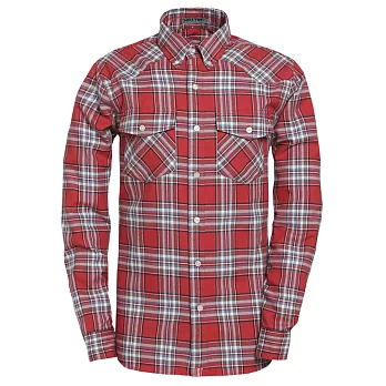 【hilltop山頂鳥】男款ThermoTech吸濕快乾長袖襯衫C05M10-S紅/白格