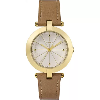【TIMEX 】天美時經典風格都會女伶腕錶 (金/駝色帶 TXT2P79500)