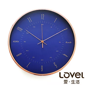 LOVEL 30cm貴族靛藍鋁框靜音壁掛時鐘(D721BL-RG)