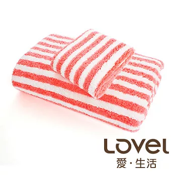 LOVEL 開纖紗牛奶條紋浴巾毛巾兩件組(共四色)蜜桃牛奶