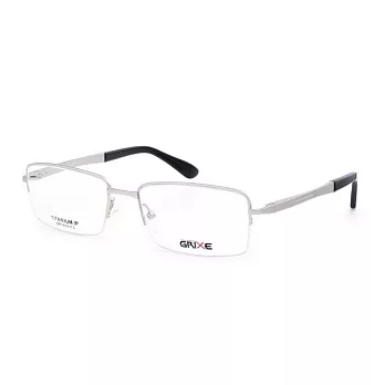 GRIXE 輕量鈦合金 商務半框平光眼鏡1019-C3銀