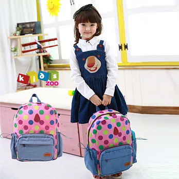 【酷包袋】拼色彩點時尚造型兒童後背書包_藍色