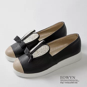 EOWYN.日韓系時尚懶人鞋優雅甜美拼色蝴蝶結百搭平底包鞋/娃娃鞋EMD01381-60/3色/34-39碼現貨+預購黑色34