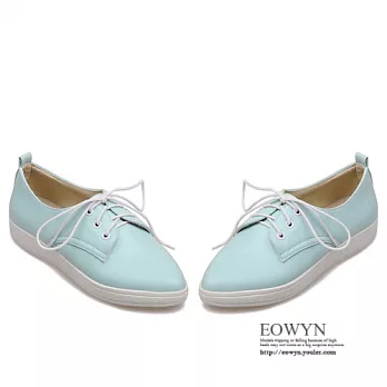 EOWYN.2015時尚個性百搭尖頭綁帶休閒舒適平底包鞋/帆布鞋EMD01399-59/4色/34-39碼現貨+預購藍色34