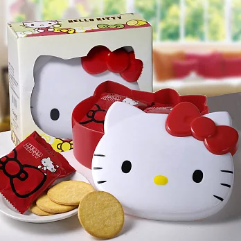 Hello Kitty Q臉造型餅乾盒2盒白紅色