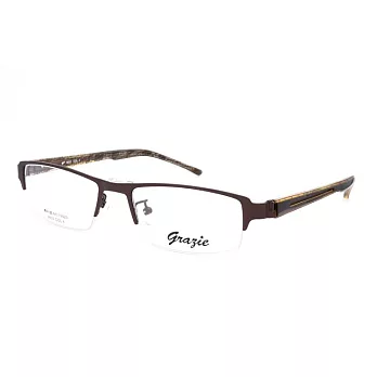 GRAZIE 簡約有型 鏤空鏡腳前掛式平光眼鏡9833-4咖啡
