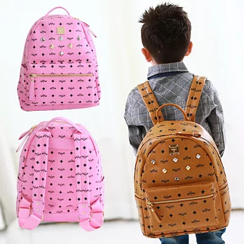 【酷包袋】韓國Grechel時尚仿牛皮感兒童後背包_粉色