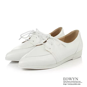 EOWYN.時尚包鞋復古綁帶休閒鞋尖頭平底鞋百搭紳士鞋EMD01439-75/2色/34-39碼現貨+預購白色34