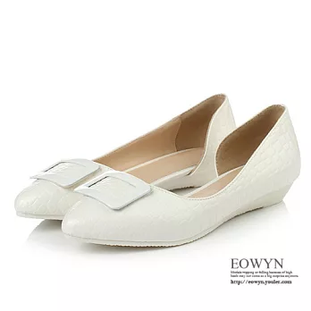 EOWYN.英倫百搭時尚流行涼鞋尖頭側空休閒平底包鞋EMD01448-69/2色/34-39碼現貨+預購白色34