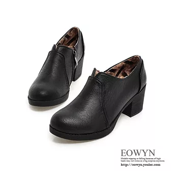 EOWYN.英倫學院風百搭顯瘦短靴性感休閒拉鏈圓頭包鞋裸靴EMD01481-65/3色/34-39碼現貨+預購黑色34