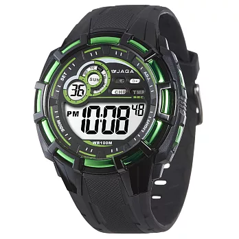 JAGA (捷卡)帥氣有勁多功能運動電子錶-M997-AF(黑綠)