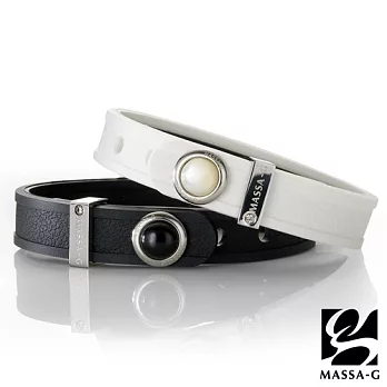 MASSA-G X DECO ONLY U唯你鍺鈦手環-天然石革紋手環-粉紅+黑瑪瑙