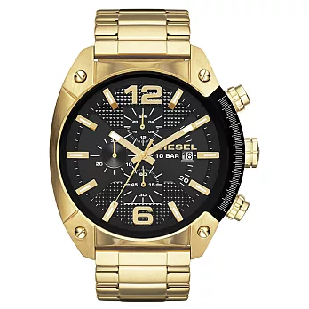DIESEL 機械型男個性三環時尚腕錶-金