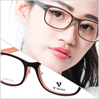 VISION 繽紛潮流 流行方框粗邊平光眼鏡VA-2013-C5咖啡橘