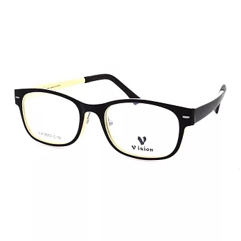 VISION 繽紛潮流 流行方框粗邊平光眼鏡VA-2013-C10咖啡淡黃