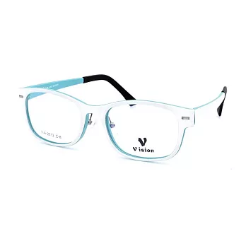VISION 繽紛潮流 流行方框粗邊平光眼鏡VA-2013-C8白湖綠